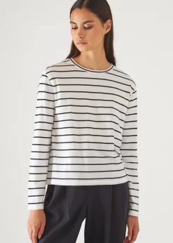 PATRICK ASSARAF Lightweight Pima Cotton Reverse Spray Long Sleeve T-Shirt|Women T-Shirts