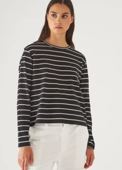 PATRICK ASSARAF Lightweight Pima Cotton Reverse Spray Long Sleeve T-Shirt|Women T-Shirts