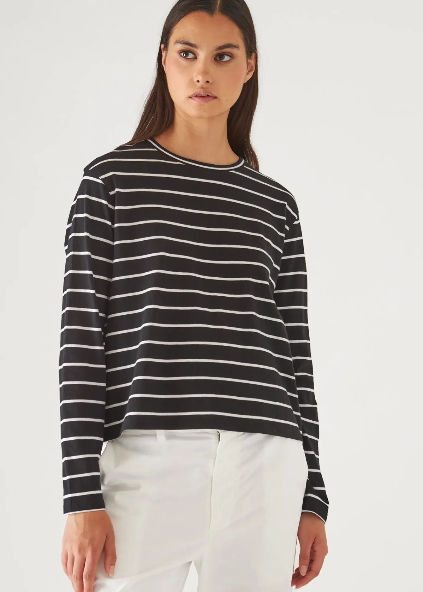 PATRICK ASSARAF Lightweight Pima Cotton Reverse Spray Long Sleeve T-Shirt|Women T-Shirts