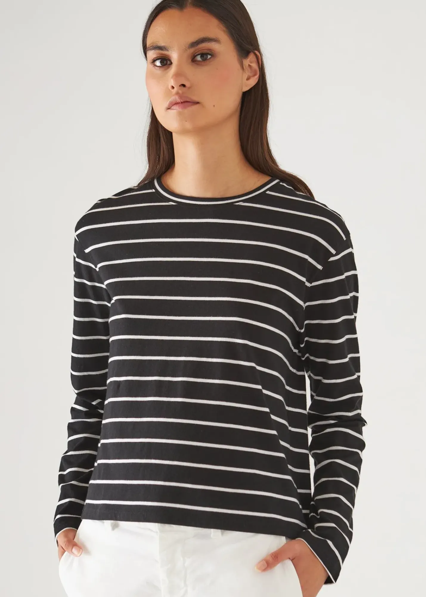 PATRICK ASSARAF Lightweight Pima Cotton Reverse Spray Long Sleeve T-Shirt|Women T-Shirts