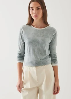 PATRICK ASSARAF Lightweight Pima Cotton Reverse Spray Long Sleeve T-Shirt|Women T-Shirts