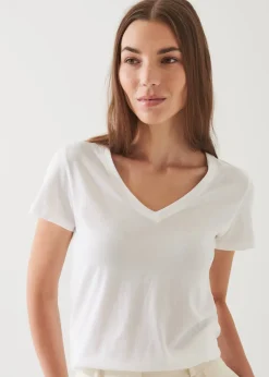 PATRICK ASSARAF Lightweight Pima Cotton V-Neck|Women T-Shirts