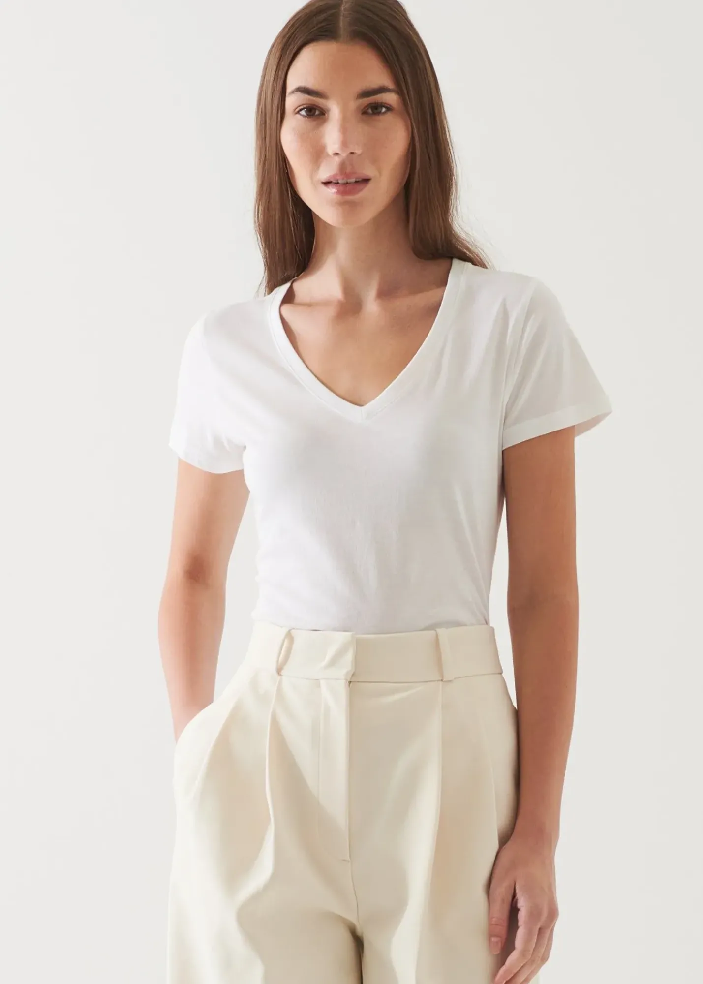 PATRICK ASSARAF Lightweight Pima Cotton V-Neck|Women T-Shirts