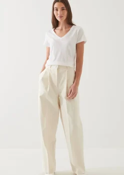 PATRICK ASSARAF Lightweight Pima Cotton V-Neck|Women T-Shirts