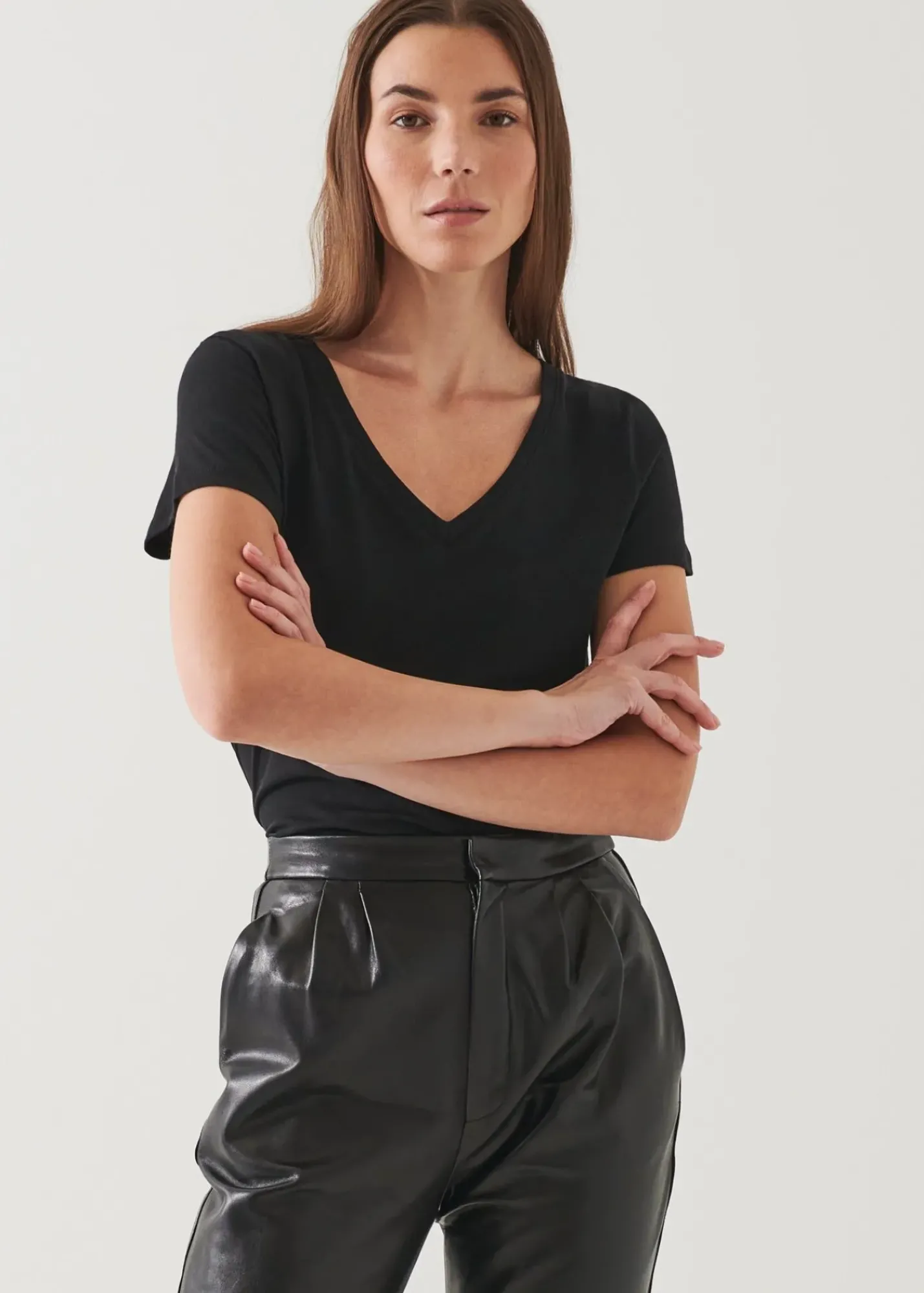 PATRICK ASSARAF Lightweight Pima Cotton V-Neck|Women T-Shirts