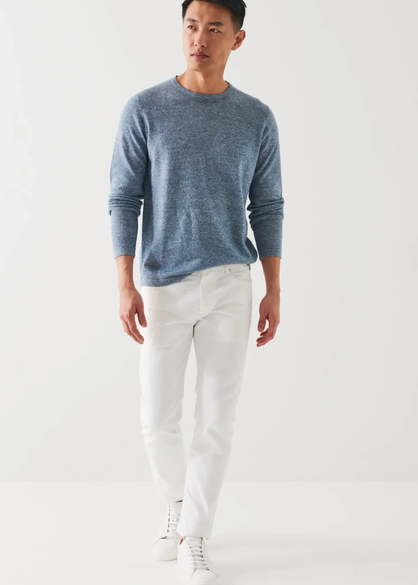 PATRICK ASSARAF Linen Blend Crewneck Sweater|Men Knitwear