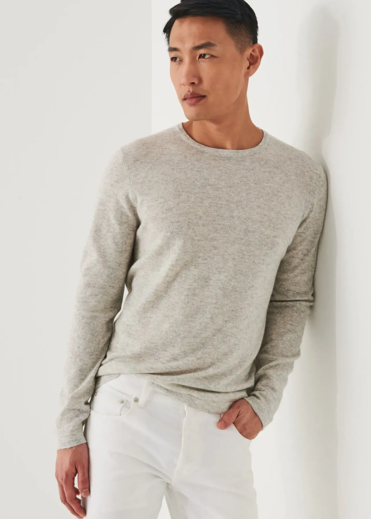 PATRICK ASSARAF Linen Blend Crewneck Sweater|Men Knitwear