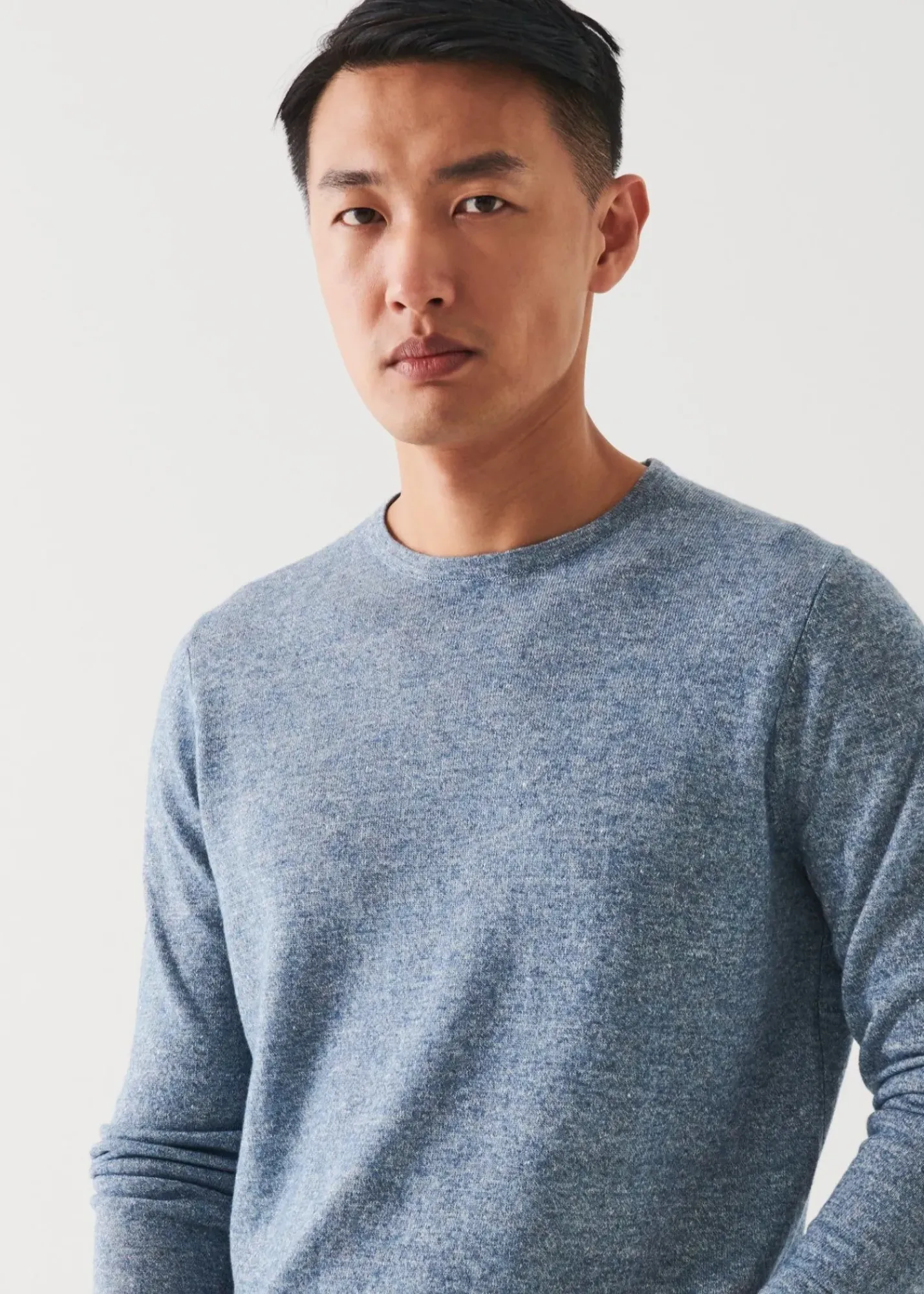 PATRICK ASSARAF Linen Blend Crewneck Sweater|Men Knitwear