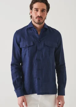PATRICK ASSARAF Linen Chambray Over Shirt|Men Shirts