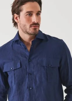 PATRICK ASSARAF Linen Chambray Over Shirt|Men Shirts