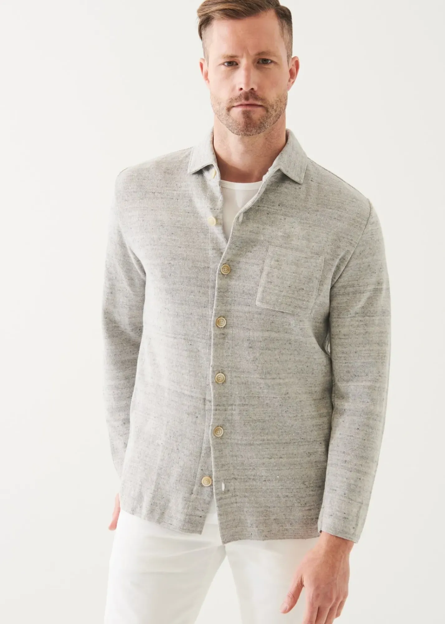 PATRICK ASSARAF Linen Cotton Blend Shirt Jacket|Men Shirt Jackets