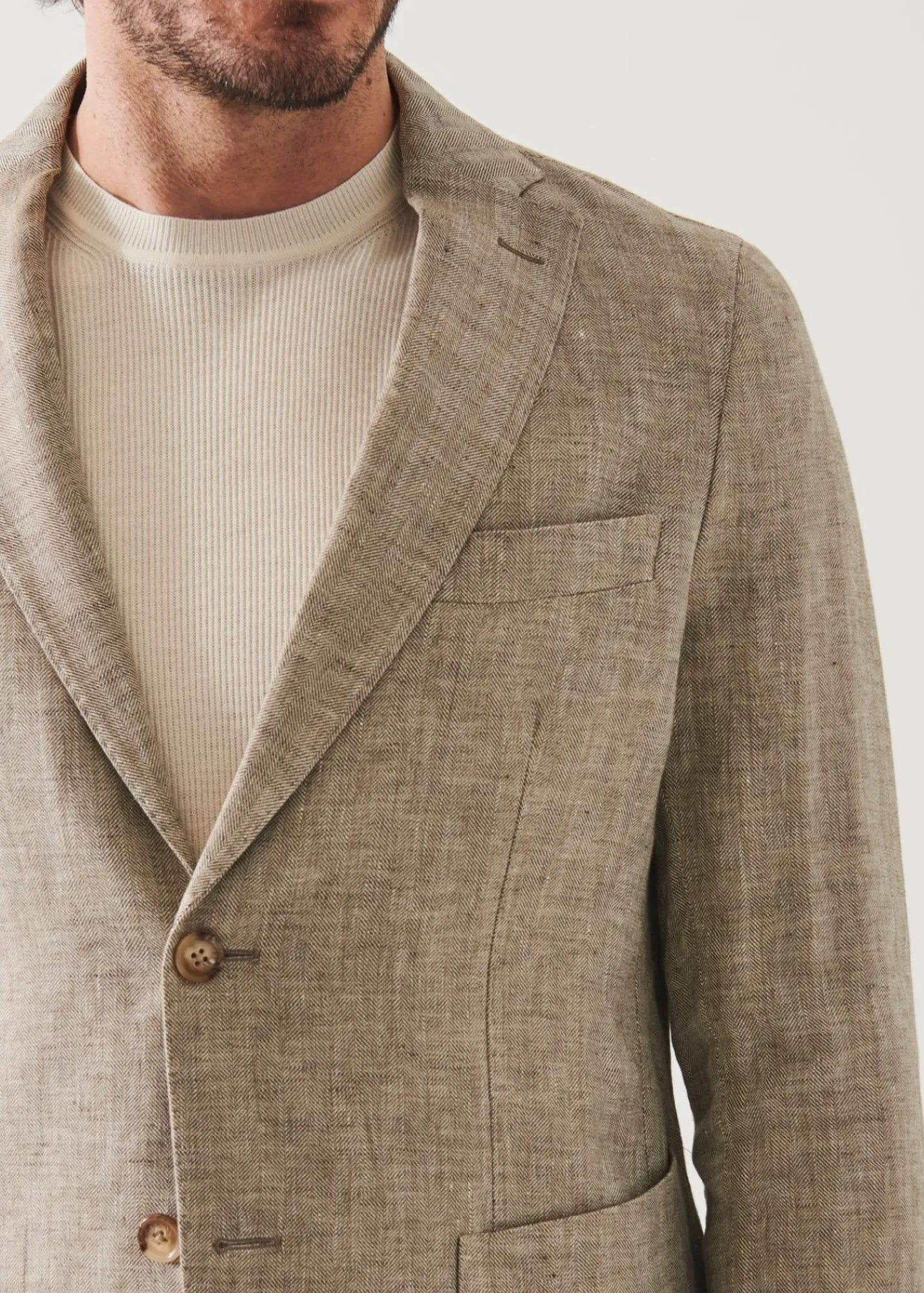 PATRICK ASSARAF Linen Herringbone Blazer|Men Blazers