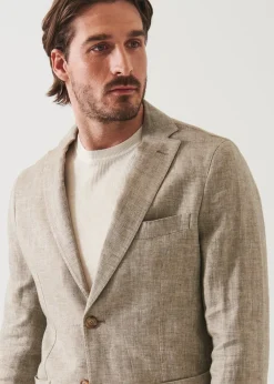 PATRICK ASSARAF Linen Herringbone Blazer|Men Blazers