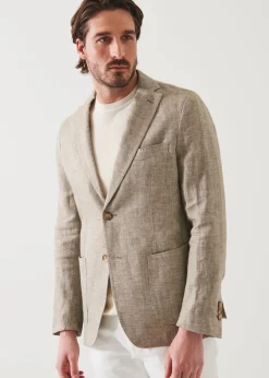 PATRICK ASSARAF Linen Herringbone Blazer|Men Blazers