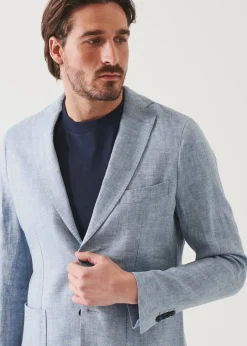 PATRICK ASSARAF Linen Herringbone Blazer|Men Blazers
