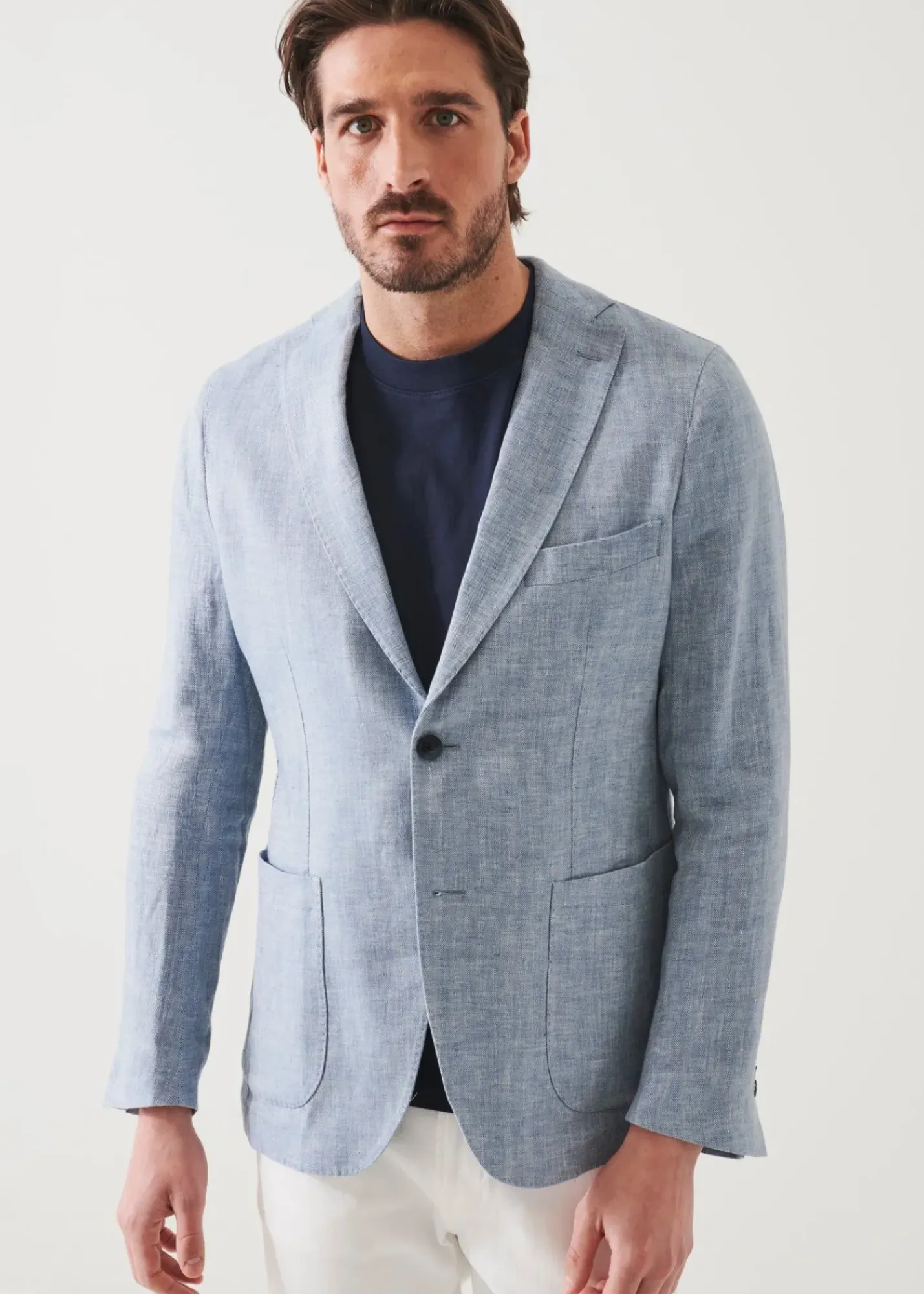 PATRICK ASSARAF Linen Herringbone Blazer|Men Blazers