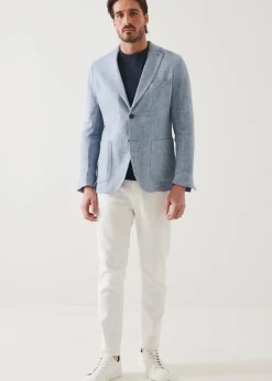 PATRICK ASSARAF Linen Herringbone Blazer|Men Blazers