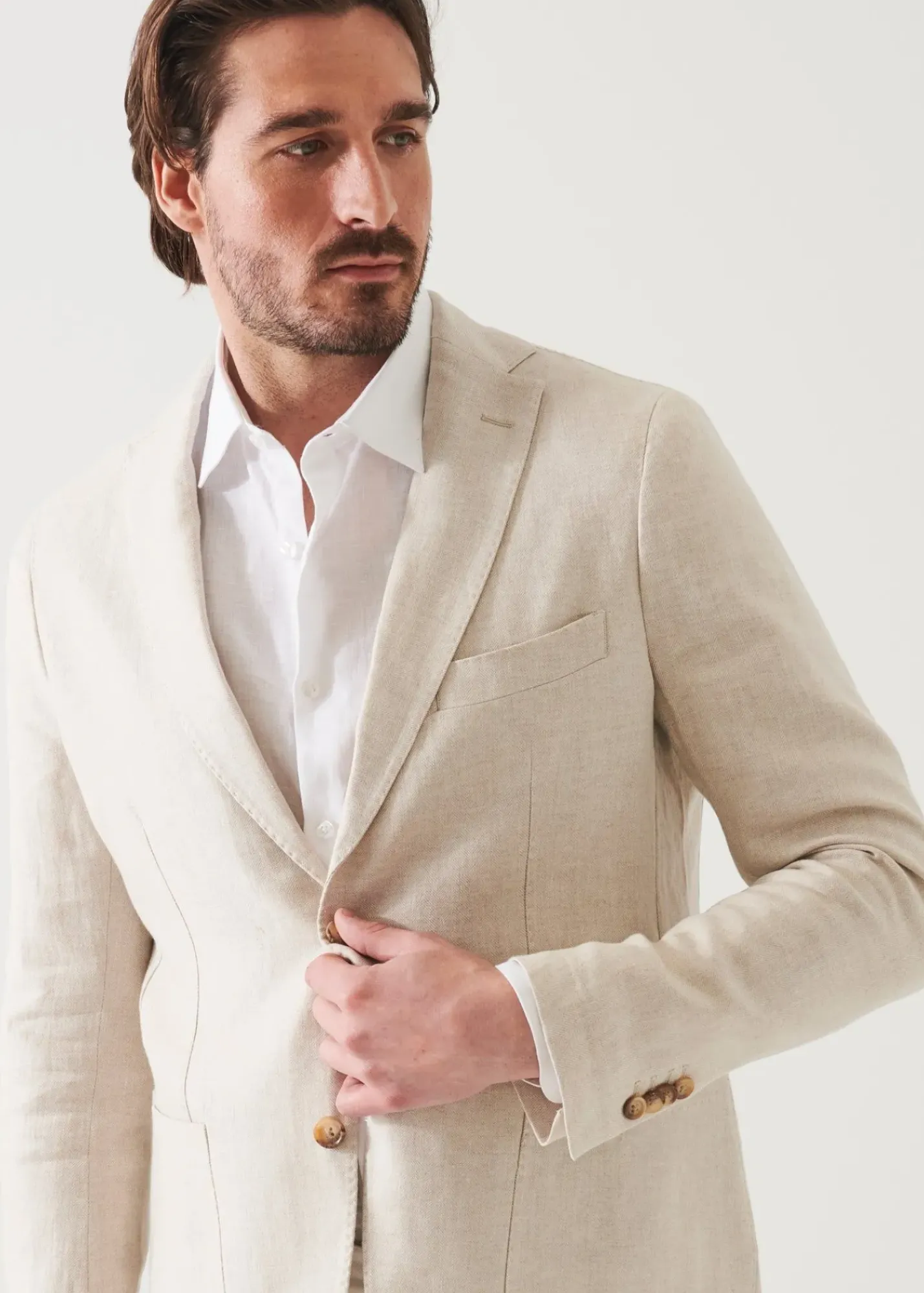 PATRICK ASSARAF Linen Herringbone Blazer|Men Blazers