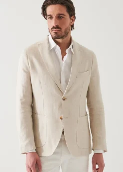 PATRICK ASSARAF Linen Herringbone Blazer|Men Blazers