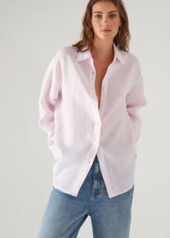 PATRICK ASSARAF Linen Striped Boyfriend Shirt|Women Shirts