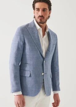 PATRICK ASSARAF Linen Wool Blend Peak Lapel Blazer|Men Blazers