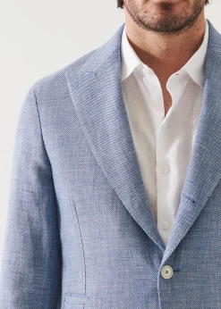 PATRICK ASSARAF Linen Wool Blend Peak Lapel Blazer|Men Blazers