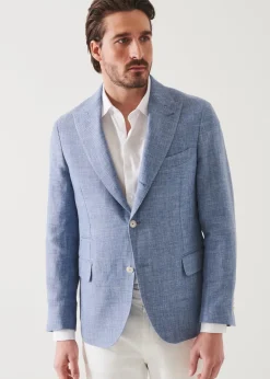 PATRICK ASSARAF Linen Wool Blend Peak Lapel Blazer|Men Blazers