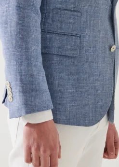 PATRICK ASSARAF Linen Wool Blend Peak Lapel Blazer|Men Blazers