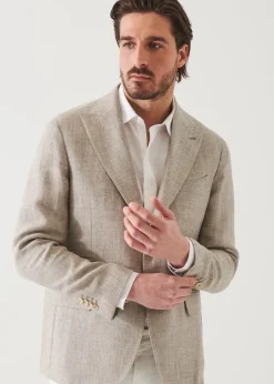 PATRICK ASSARAF Linen Wool Blend Peak Lapel Blazer|Men Blazers