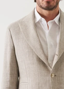 PATRICK ASSARAF Linen Wool Blend Peak Lapel Blazer|Men Blazers