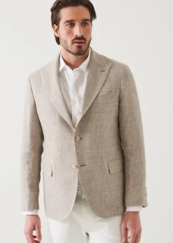 PATRICK ASSARAF Linen Wool Blend Peak Lapel Blazer|Men Blazers