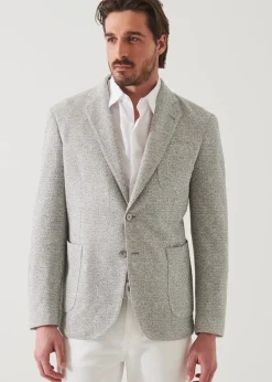 PATRICK ASSARAF Linen Wool Blend Textured Blazer|Men Blazers