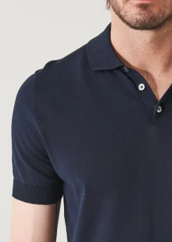 PATRICK ASSARAF Mercerized Cotton Button Polo|Men Knitwear