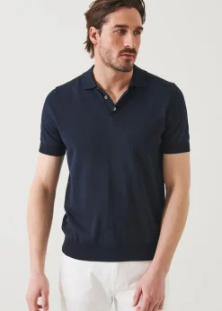 PATRICK ASSARAF Mercerized Cotton Button Polo|Men Knitwear