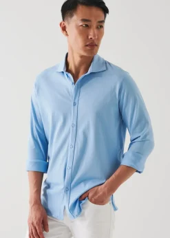 PATRICK ASSARAF Mercerized Pima Cotton Long Sleeve Button Front Shirt|Men Shirts