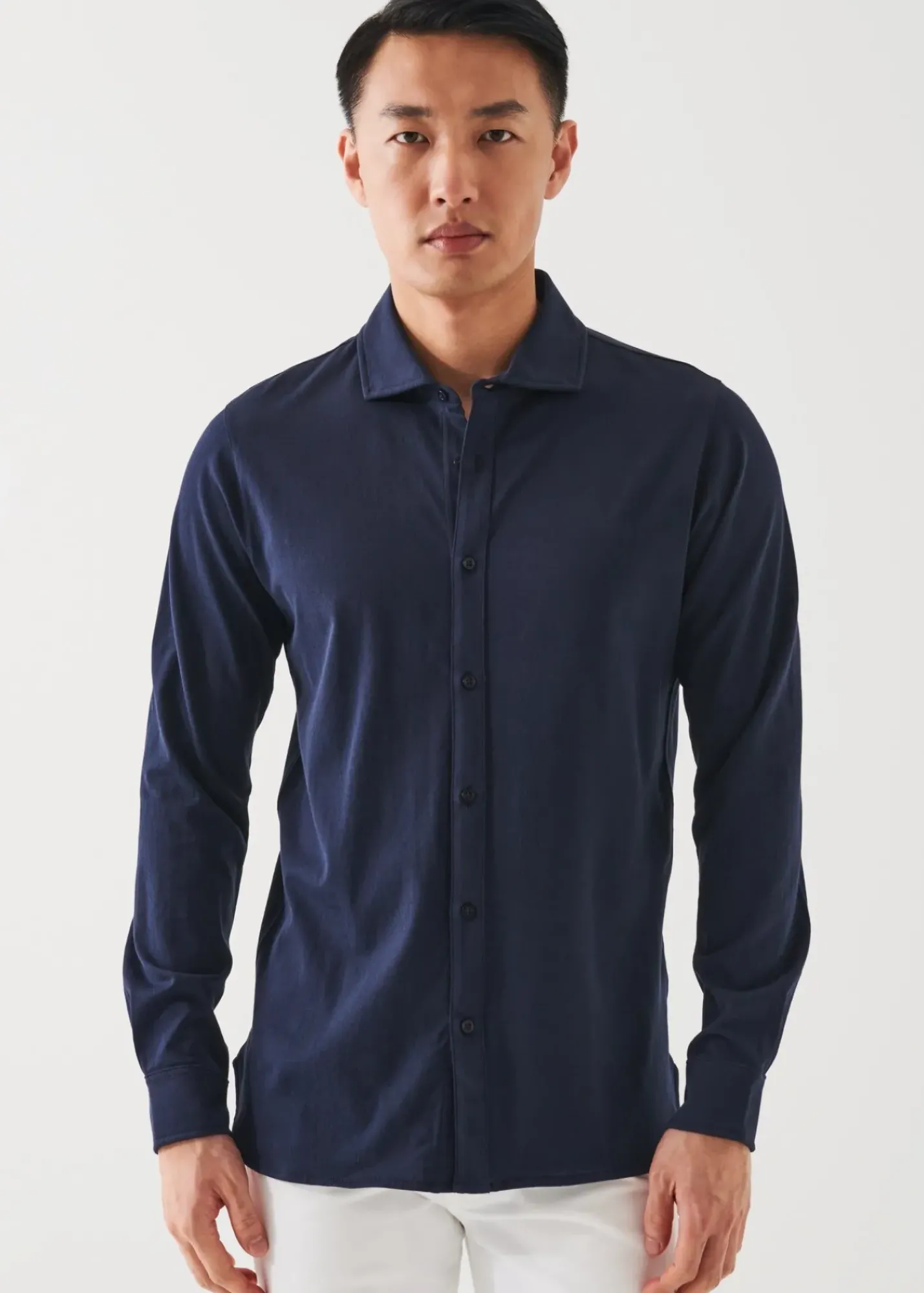 PATRICK ASSARAF Mercerized Pima Cotton Long Sleeve Button Front Shirt|Men Shirts