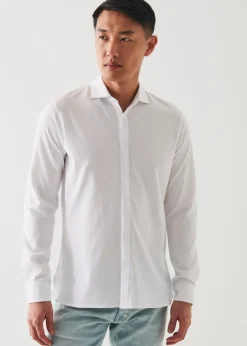 PATRICK ASSARAF Mercerized Pima Cotton Long Sleeve Button Front Shirt|Men Shirts