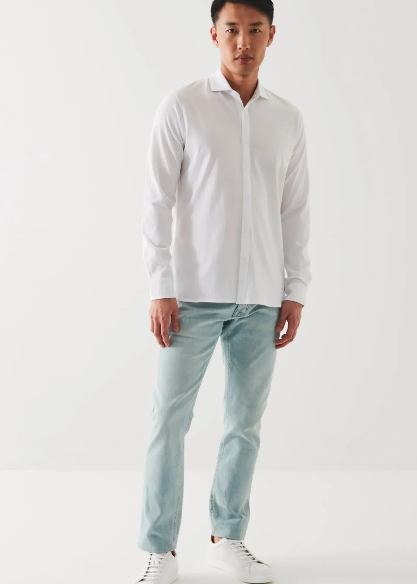 PATRICK ASSARAF Mercerized Pima Cotton Long Sleeve Button Front Shirt|Men Shirts