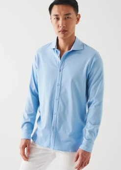 PATRICK ASSARAF Mercerized Pima Cotton Long Sleeve Button Front Shirt|Men Shirts