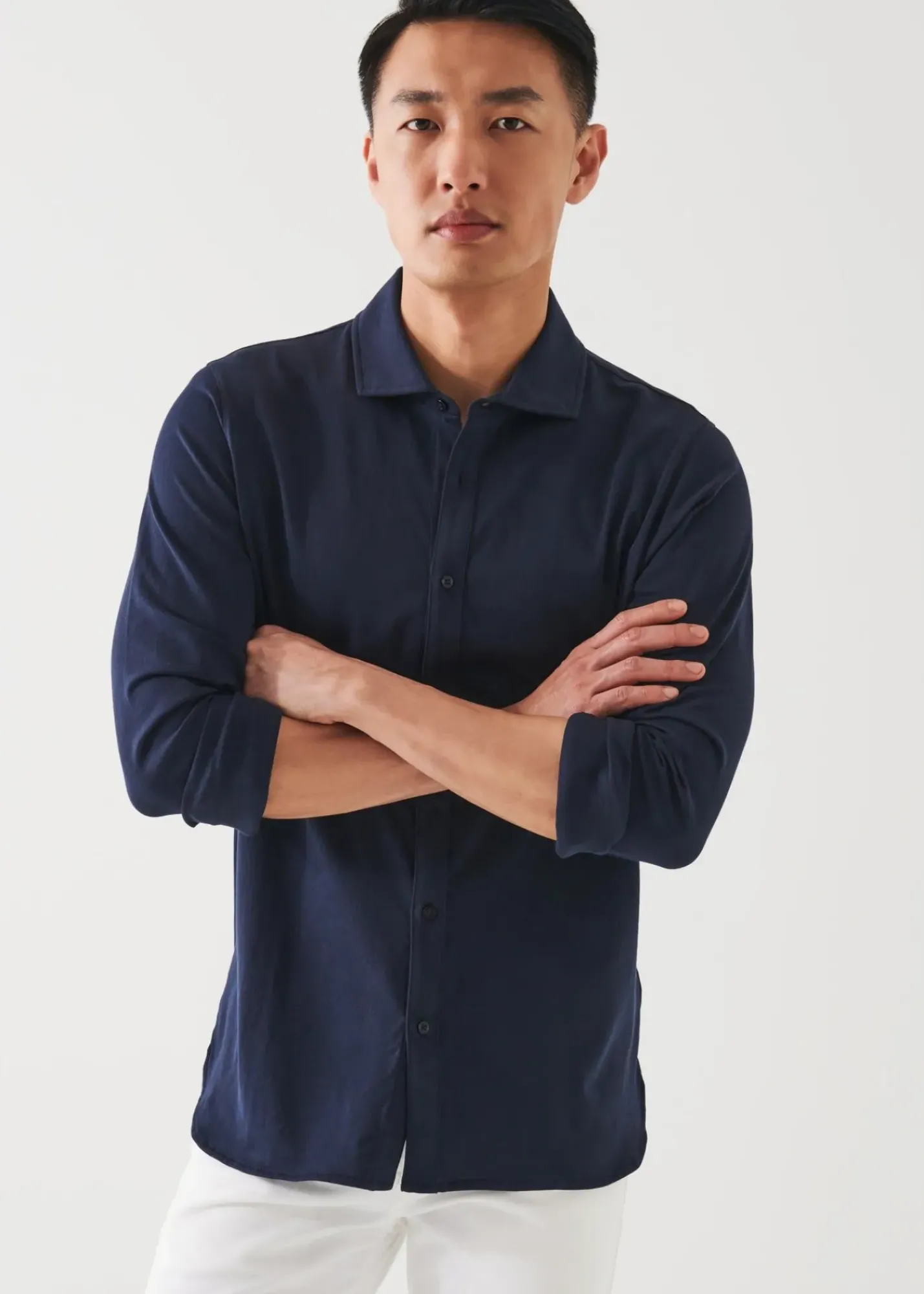 PATRICK ASSARAF Mercerized Pima Cotton Long Sleeve Button Front Shirt|Men Shirts