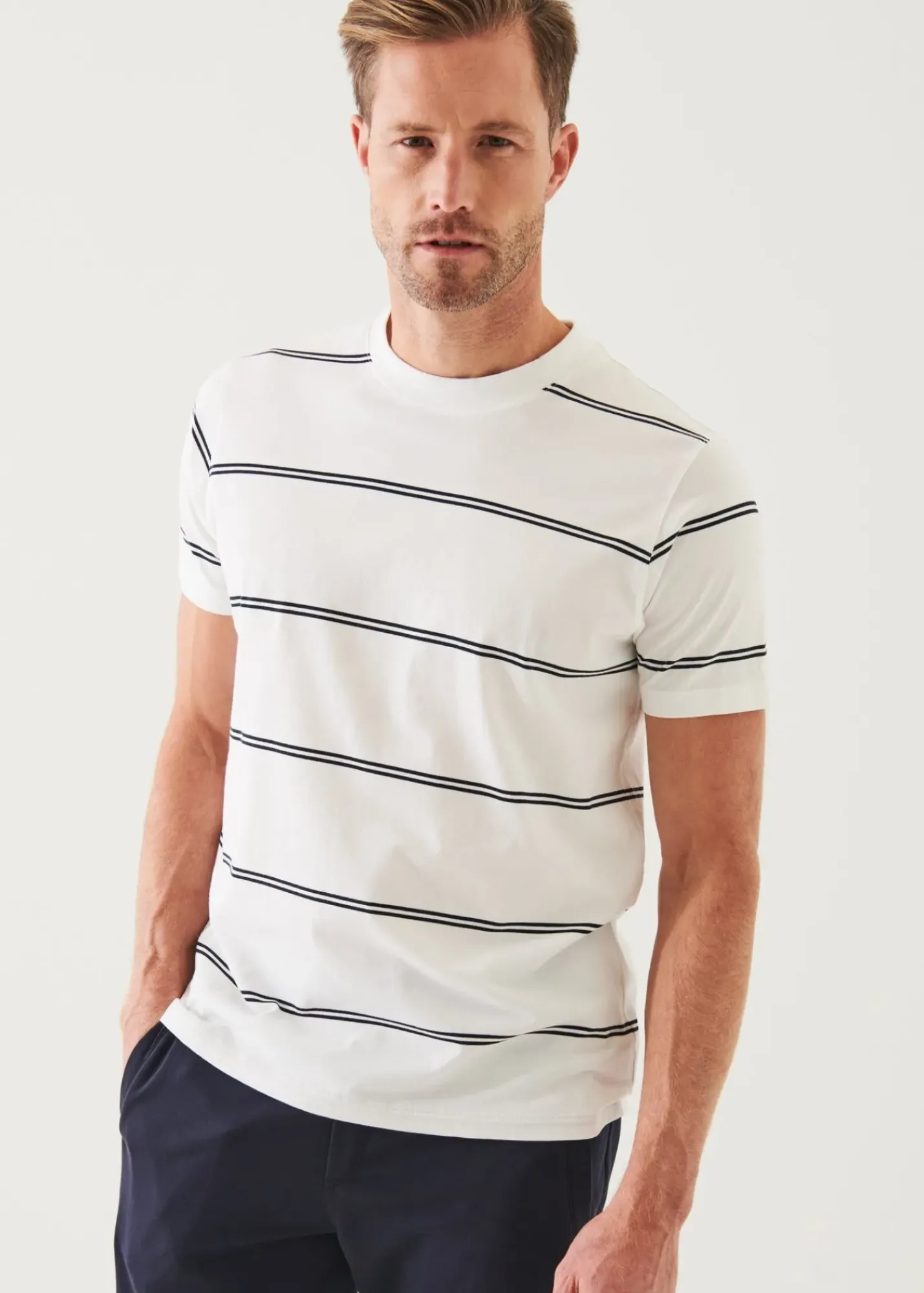 PATRICK ASSARAF Mercerized Pima Cotton Striped T-Shirt|Men T-Shirts
