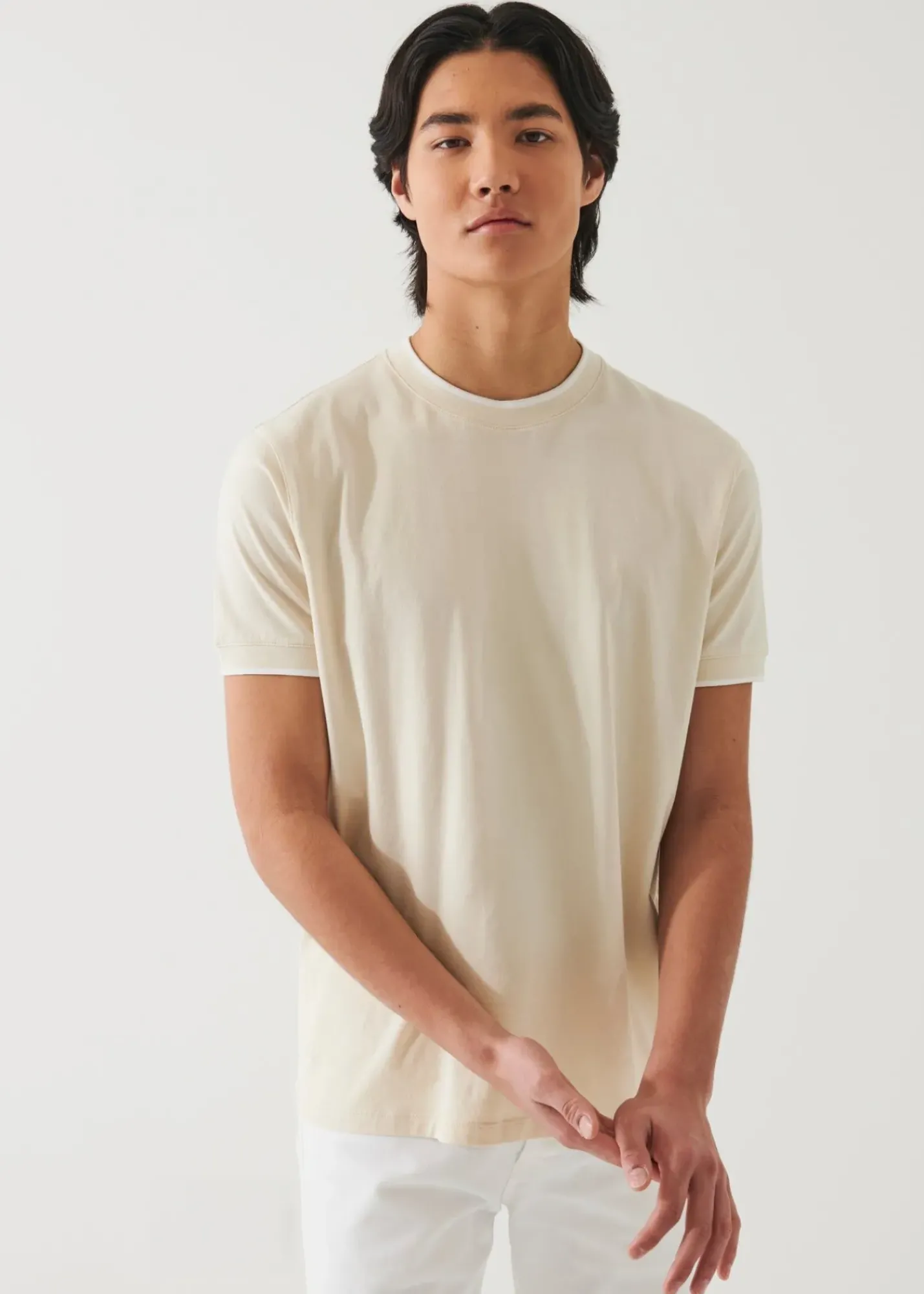 PATRICK ASSARAF Mercerized Pima Cotton Tipped T-Shirt|Men T-Shirts