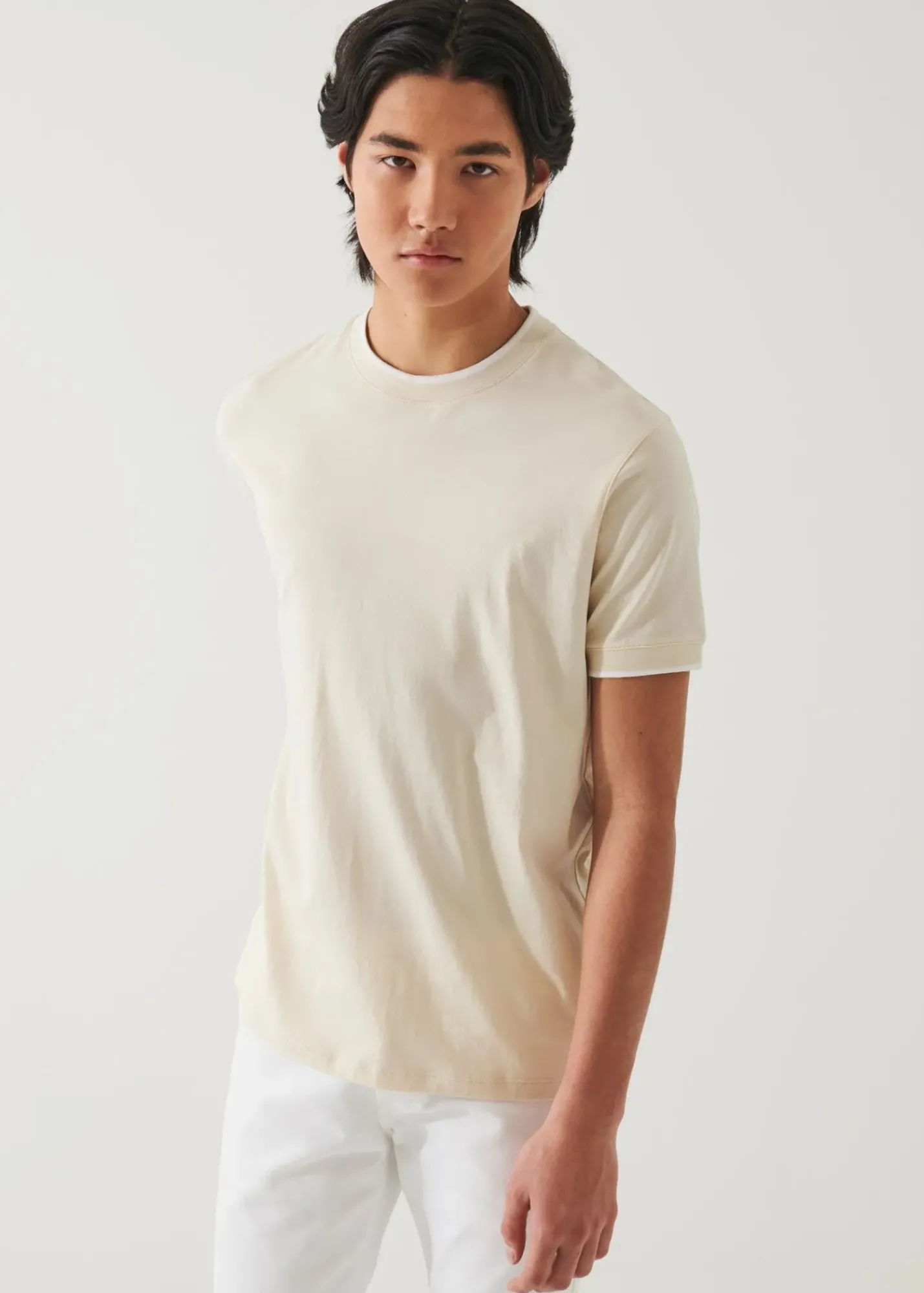 PATRICK ASSARAF Mercerized Pima Cotton Tipped T-Shirt|Men T-Shirts