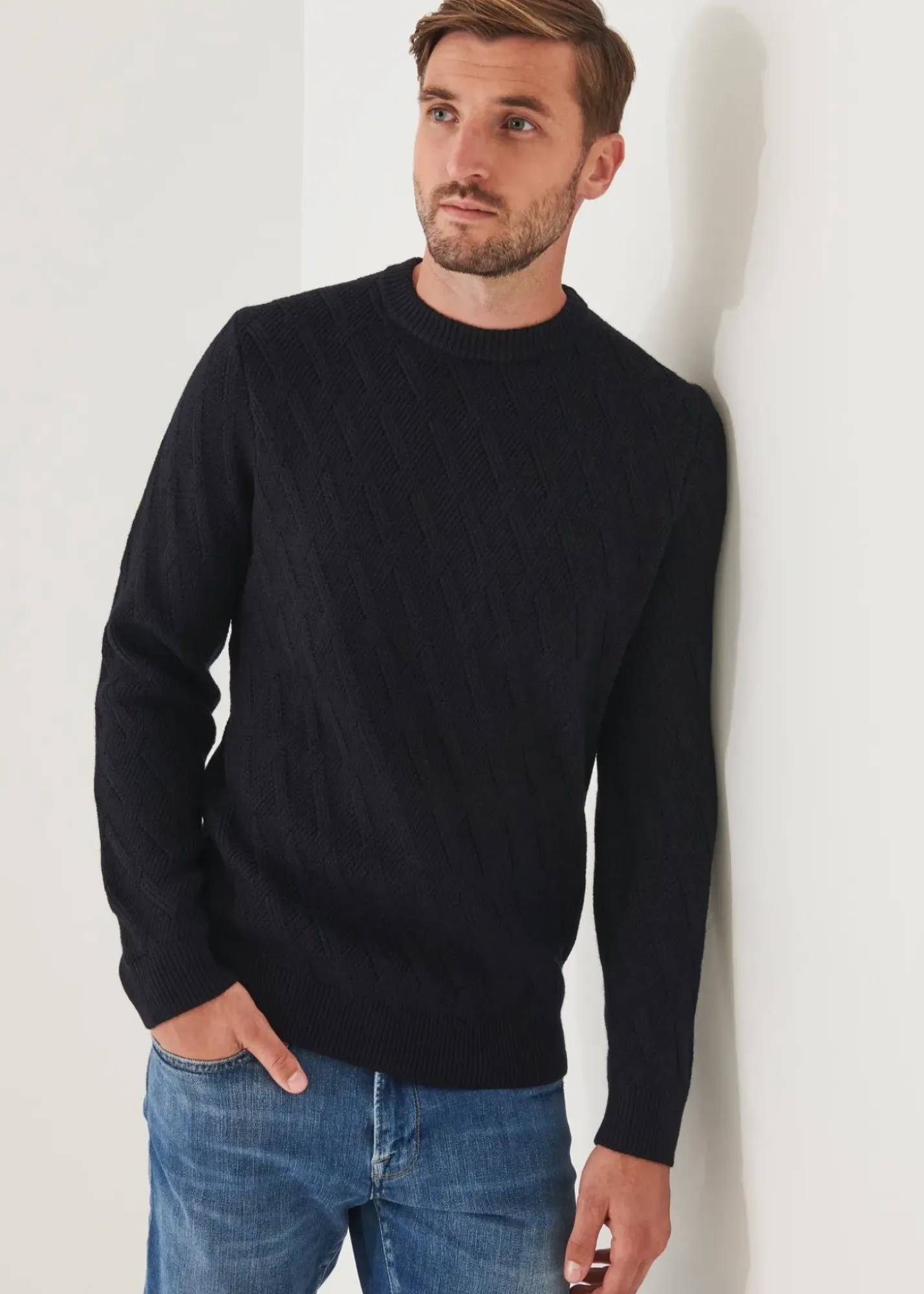 PATRICK ASSARAF Merino Cable Knit Sweater|Men Knitwear