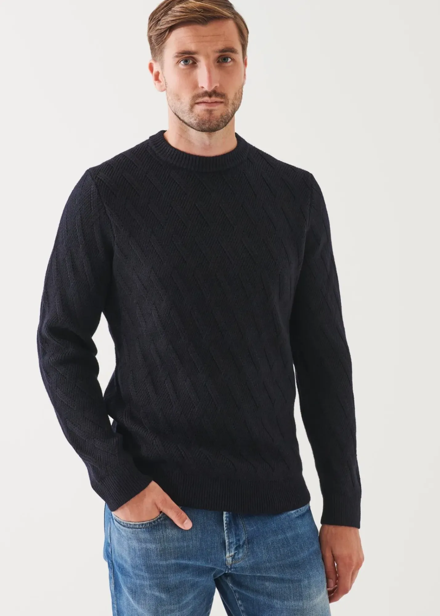 PATRICK ASSARAF Merino Cable Knit Sweater|Men Knitwear