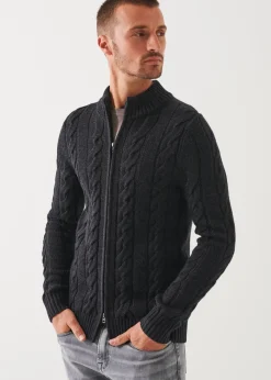 PATRICK ASSARAF Merino Cable Knit Zip Cardigan|Men Knitwear