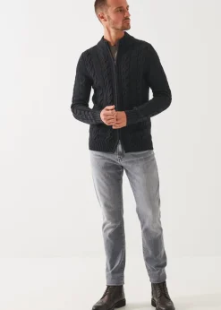 PATRICK ASSARAF Merino Cable Knit Zip Cardigan|Men Knitwear