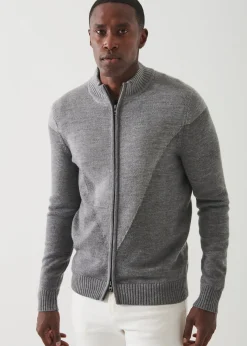 PATRICK ASSARAF Merino Colour Block Full-Zip|Men Knitwear