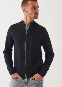 PATRICK ASSARAF Merino Half Milano Zip-Up Cardigan|Men Knitwear