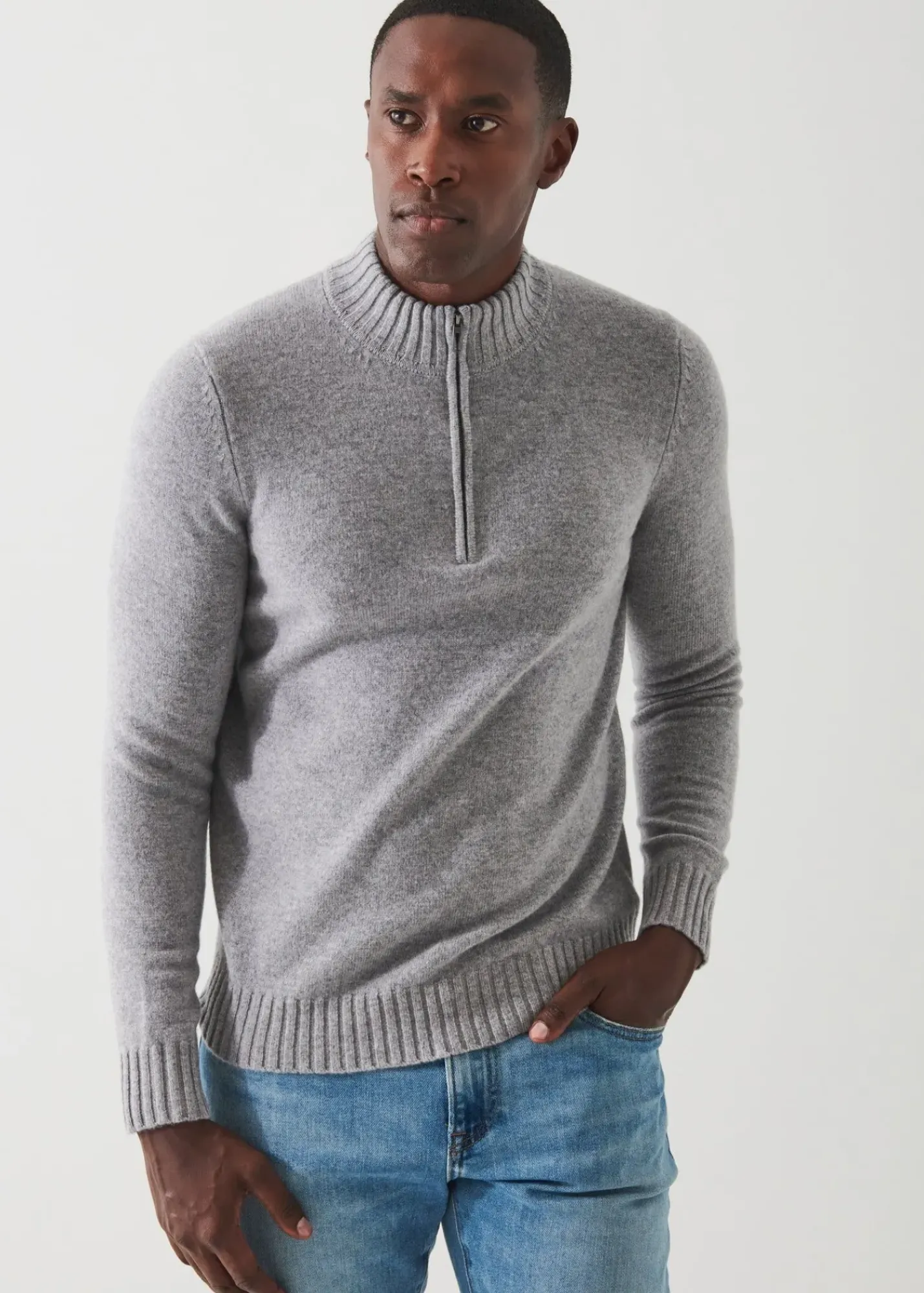 PATRICK ASSARAF Merino Quarter Zip Sweater|Men Knitwear